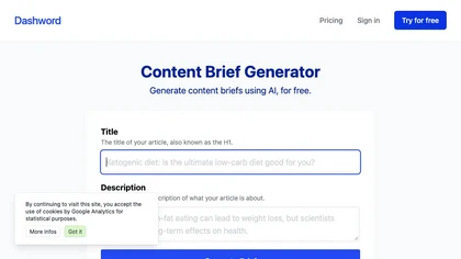 Content brief generator